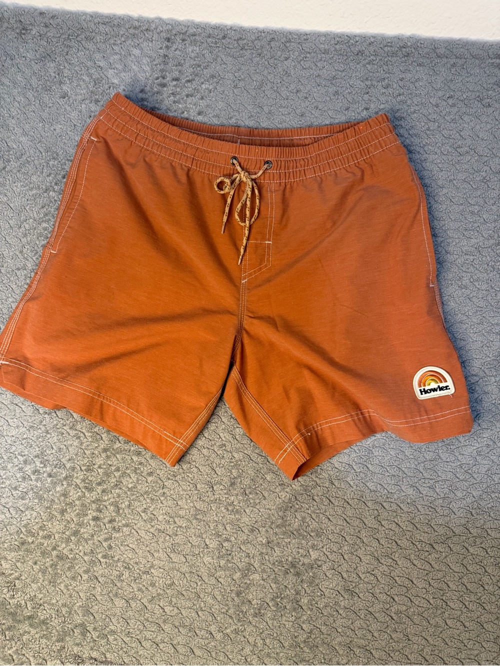 Howler Brothers Burnt Orange Men's Swim Trunks with Drawcord